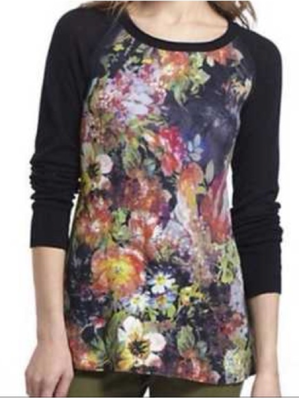 Anthropologie Angel of the North floral print sweater XS